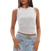imageDarong Womens Tank Tops Sleeveless Racerback High Neck Casual Basic Ribbed Fitted Tank ShirtsWhite Grey