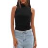 imageDarong Womens Tank Tops Summer Mock Neck Modal Sleeveless Shirts Slim Fit Ruched Going Out TopBlack