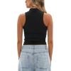 imageDarong Womens Tank Tops Summer Mock Neck Modal Sleeveless Shirts Slim Fit Ruched Going Out TopBlack