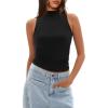 imageDarong Womens Tank Tops Summer Mock Neck Modal Sleeveless Shirts Slim Fit Ruched Going Out TopBlack
