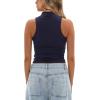 imageDarong Womens Tank Tops Summer Mock Neck Modal Sleeveless Shirts Slim Fit Ruched Going Out TopDark Blue