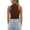 imageDarong Womens Tank Tops Summer Mock Neck Modal Sleeveless Shirts Slim Fit Ruched Going Out TopDark Coffee