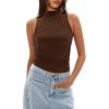 imageDarong Womens Tank Tops Summer Mock Neck Modal Sleeveless Shirts Slim Fit Ruched Going Out TopDark Coffee