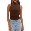 imageDarong Womens Tank Tops Summer Mock Neck Modal Sleeveless Shirts Slim Fit Ruched Going Out TopDark Coffee