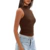 imageDarong Womens Tank Tops Summer Mock Neck Modal Sleeveless Shirts Slim Fit Ruched Going Out TopDark Coffee