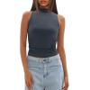 imageDarong Womens Tank Tops Summer Mock Neck Modal Sleeveless Shirts Slim Fit Ruched Going Out TopGrey