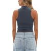 imageDarong Womens Tank Tops Summer Mock Neck Modal Sleeveless Shirts Slim Fit Ruched Going Out TopGrey