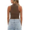 imageDarong Womens Tank Tops Summer Mock Neck Modal Sleeveless Shirts Slim Fit Ruched Going Out TopKhaki