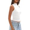imageDarong Womens Tank Tops Summer Mock Neck Modal Sleeveless Shirts Slim Fit Ruched Going Out TopWhite