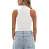 imageDarong Womens Tank Tops Summer Mock Neck Modal Sleeveless Shirts Slim Fit Ruched Going Out TopWhite