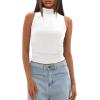 imageDarong Womens Tank Tops Summer Mock Neck Modal Sleeveless Shirts Slim Fit Ruched Going Out TopWhite