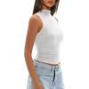imageDarong Womens Tank Tops Summer Mock Neck Modal Sleeveless Shirts Slim Fit Ruched Going Out TopWhite Grey