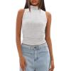imageDarong Womens Tank Tops Summer Mock Neck Modal Sleeveless Shirts Slim Fit Ruched Going Out TopWhite Grey