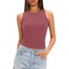 imageDarong Women Double Lined High Neck Tank Tops Summer Basic Sleeveless Racerback Fitted Tank Shirt 2025Merlot