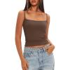 imageDarong Women Padded Tank Top Built in Bra Adjustable Spaghetti Straps Double Lined Basic Cami ShirtCoffee