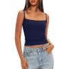 imageDarong Women Padded Tank Top Built in Bra Adjustable Spaghetti Straps Double Lined Basic Cami ShirtDark Blue