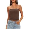 imageDarong Womens Padded Tube Tops Bulit in Bra Strapless Crop Tops Bandeau Double Lined Basic Going Out Tank TopCoffee