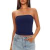 imageDarong Womens Padded Tube Tops Bulit in Bra Strapless Crop Tops Bandeau Double Lined Basic Going Out Tank TopDark Blue