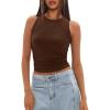 imageDarong Womens Tank Tops Sleeveless Racerback High Neck Casual Basic Ribbed Fitted Tank ShirtsDark Coffee