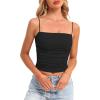 imageDarong Women Padded Double Lined Ruched Tank Tops Bulit in Bra Summer Spaghetti Strap Going Out Crop Tank ShirtsBlack