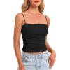 imageDarong Women Padded Double Lined Ruched Tank Tops Bulit in Bra Summer Spaghetti Strap Going Out Crop Tank ShirtsBlack