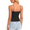imageDarong Women Padded Double Lined Ruched Tank Tops Bulit in Bra Summer Spaghetti Strap Going Out Crop Tank ShirtsBlack