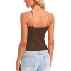 imageDarong Women Padded Double Lined Ruched Tank Tops Bulit in Bra Summer Spaghetti Strap Going Out Crop Tank ShirtsCoffee