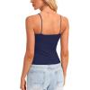 imageDarong Women Padded Double Lined Ruched Tank Tops Bulit in Bra Summer Spaghetti Strap Going Out Crop Tank ShirtsDark Blue