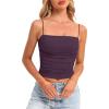 imageDarong Women Padded Double Lined Ruched Tank Tops Bulit in Bra Summer Spaghetti Strap Going Out Crop Tank ShirtsDark Purple