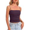 imageDarong Women Padded Double Lined Ruched Tank Tops Bulit in Bra Summer Spaghetti Strap Going Out Crop Tank ShirtsDark Purple