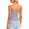 imageDarong Women Padded Double Lined Ruched Tank Tops Bulit in Bra Summer Spaghetti Strap Going Out Crop Tank ShirtsLight Blue