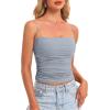 imageDarong Women Padded Double Lined Ruched Tank Tops Bulit in Bra Summer Spaghetti Strap Going Out Crop Tank ShirtsLight Blue