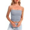 imageDarong Women Padded Double Lined Ruched Tank Tops Bulit in Bra Summer Spaghetti Strap Going Out Crop Tank ShirtsLight Blue