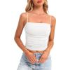 imageDarong Women Padded Double Lined Ruched Tank Tops Bulit in Bra Summer Spaghetti Strap Going Out Crop Tank ShirtsWhite