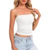 imageDarong Women Padded Double Lined Ruched Tank Tops Bulit in Bra Summer Spaghetti Strap Going Out Crop Tank ShirtsWhite