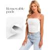 imageDarong Women Padded Double Lined Ruched Tank Tops Bulit in Bra Summer Spaghetti Strap Going Out Crop Tank ShirtsWhite