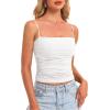 imageDarong Women Padded Double Lined Ruched Tank Tops Bulit in Bra Summer Spaghetti Strap Going Out Crop Tank ShirtsWhite