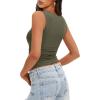 imageDarong Womens Padded Square Neck Double Lined Tank Tops Built in Bra Ruched Summer Basic Sleeveless Padded Tank ShirtsArmy Green
