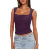 imageDarong Womens Padded Square Neck Double Lined Tank Tops Built in Bra Ruched Summer Basic Sleeveless Padded Tank ShirtsDark Purple