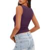 imageDarong Womens Padded Square Neck Double Lined Tank Tops Built in Bra Ruched Summer Basic Sleeveless Padded Tank ShirtsDark Purple