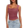 imageDarong Womens Padded Square Neck Double Lined Tank Tops Built in Bra Ruched Summer Basic Sleeveless Padded Tank ShirtsMerlot