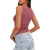 imageDarong Womens Padded Square Neck Double Lined Tank Tops Built in Bra Ruched Summer Basic Sleeveless Padded Tank ShirtsMerlot
