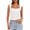 imageDarong Womens Padded Square Neck Double Lined Tank Tops Built in Bra Ruched Summer Basic Sleeveless Padded Tank ShirtsWhite