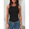 imageDarong Womens Summer Sleeveless Tank Top Striped Form Fitting Crew Neck Ribbed Knit Basic Cami ShirtsAll Black