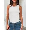 imageDarong Womens Summer Sleeveless Tank Top Striped Form Fitting Crew Neck Ribbed Knit Basic Cami ShirtsAll White