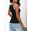 imageDarong Womens Summer Sleeveless Tank Top Striped Form Fitting Crew Neck Ribbed Knit Basic Cami ShirtsBlack