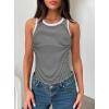 imageDarong Womens Summer Sleeveless Tank Top Striped Form Fitting Crew Neck Ribbed Knit Basic Cami ShirtsBlack Stripe