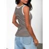imageDarong Womens Summer Sleeveless Tank Top Striped Form Fitting Crew Neck Ribbed Knit Basic Cami ShirtsDark Brown Stripe