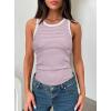 imageDarong Womens Summer Sleeveless Tank Top Striped Form Fitting Crew Neck Ribbed Knit Basic Cami ShirtsLight Pink Stripe