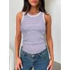 imageDarong Womens Summer Sleeveless Tank Top Striped Form Fitting Crew Neck Ribbed Knit Basic Cami ShirtsLight Purple Stripe